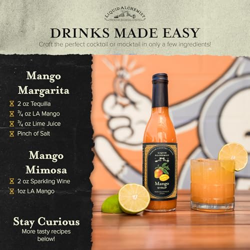 Image of Liquid Alchemist Mango Syrup for Drinks - Real Ingredients Make our Mango Puree for Cocktails the Perfect Margarita Mix - Our Tropical Flavoring Syrup is Non-GMO & Vegan (25.4 oz)