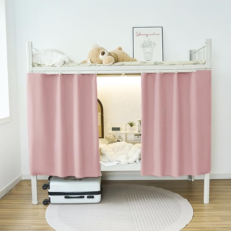 SIQITECHUK Bunk Bed Bottom Curtains Mid-Sleeper Tent Lightproof Cabin Canopy Screen Nets Blackout Canopy Dustproof Bedroom Frame Draperies Student Dormitory Privacy Protection (Pink(1 Pc))