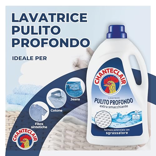 Chanteclair - Detersivo per Lavatrice Pulito Profondo, Rimuove le Macchie più Difficili, Bucato Pulito e Duraturo - 3 Flaconi da 1575 ml - Immagine 2