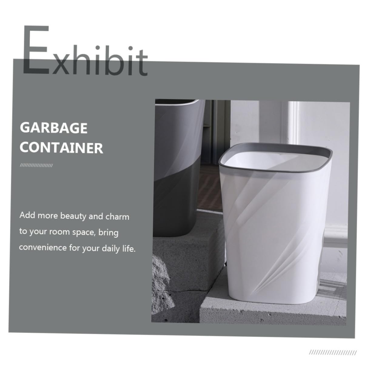 Homoyoyo Contenitore per Rifiuti da Ufficio 12l in Abs Cestino Multiuso per Carta e Rifiuti Domestici Design Semplice per Bagno, Cameretta e Sala Hobby