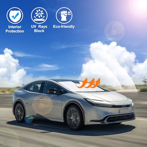 Image of Windshield Sun Shade Custom Fit for 2023 2024 2025 2026 Toyota Prius Accessories Foldable Sunshade Sun Blocker Protect Car from Sun Rays & Heat Damage Keep Car Cooler