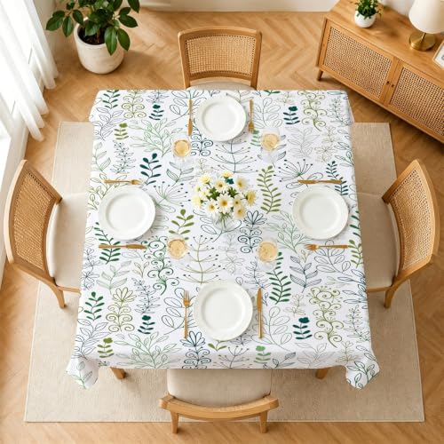 Nappe imperméable lavable feuilles vertes botanique table carrée - 3
