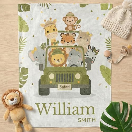 Image of Personalized Baby Blanket for Girls, Custom Floral Baby Blanket with Name, Soft & Fuzzy Newborn Receiving Blankets for Toddler, Customized Baby Gifts for Birthday Baby Shower