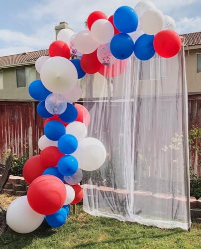 Image of Voircoloria 130pcs Red White Blue Balloons Different Sizes 18 inch 12 inch 10 inch 5 inch Party Latex Balloons for Birthday Graduation 4th of July Independence Day Anniversary New Year Holiday Party Decorations