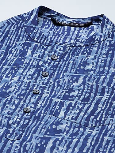 Image of See Designs Blue & White Cotton Regular Fit Printed Kurta Set