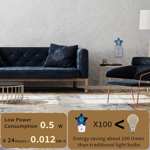 Image of Blue Butterfly Night Light,Dusk to Dawn Smart Sensor Nightlight for Bedroom Bathroom Kitchen Hallway Stairs Hallway,Plug-in,Energy Efficient Decor Desk Lamp Gifts