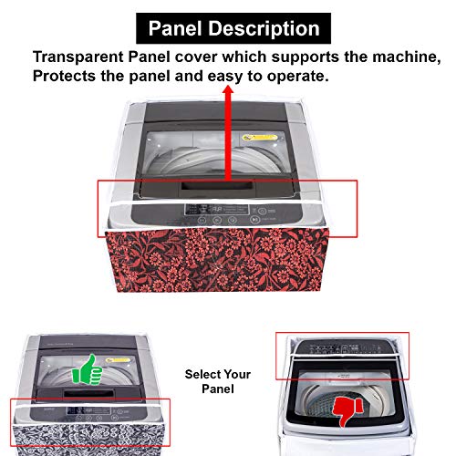 Image of Classic Top Load Washing Machine Cover Suitable for LG 6 Kg, 6.2 Kg, 6.5 Kg, 7 Kg (56cmsX56cmsX85cms, Red Flower)