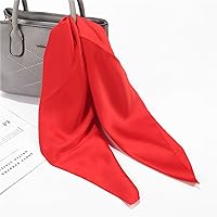 Vista 24 de Conjunto de bufanda de poliéster de gasa cuadrada de satén suave y grande para mujer, cuello de cabeza, multiuso, colores sólidos disponibles Azul