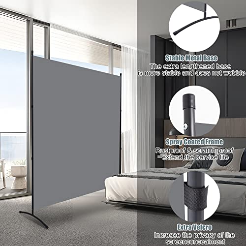 Room Divider 6FT Folding Privacy Screens, Partition Room Dividers w/Freestanding Design, Portable Wall Divider for Room Separtation, Fabric Screen Panel for Home Office Dorm (Grey, 1 Panel)