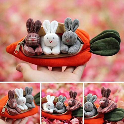 Bunny Purse Toys 3 Bunnies In Carrot Purse Easter Gift for Kids Home Holidy Desktop Decoration with Cute Rabbit bunny plush easter bunny decorations small purse kids toddler purses stuffed bunny