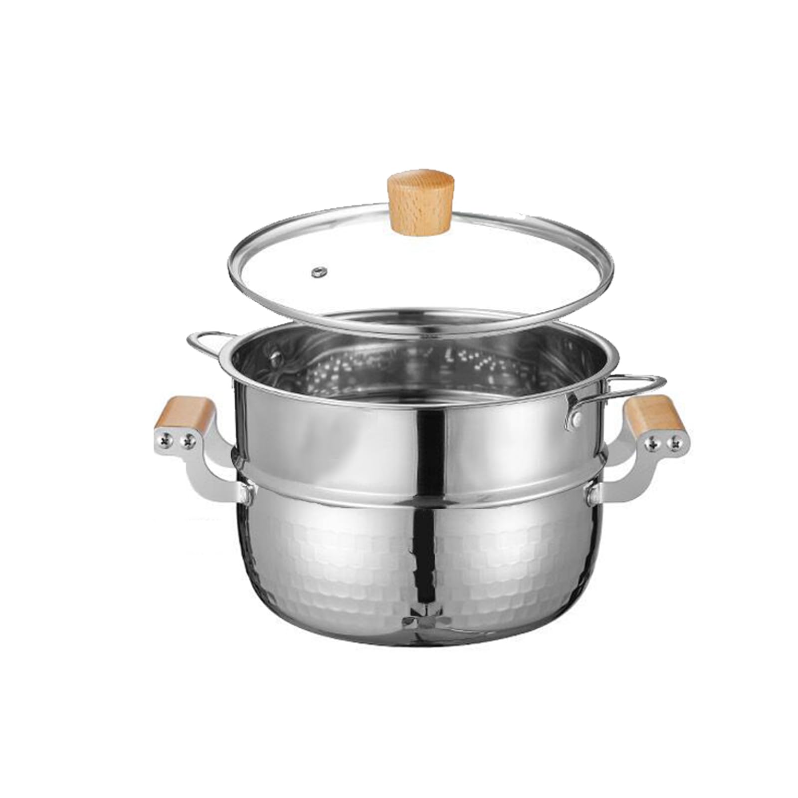 Casserole vapeur induction deux niveaux pour une cuisson saine et homogène 20cm