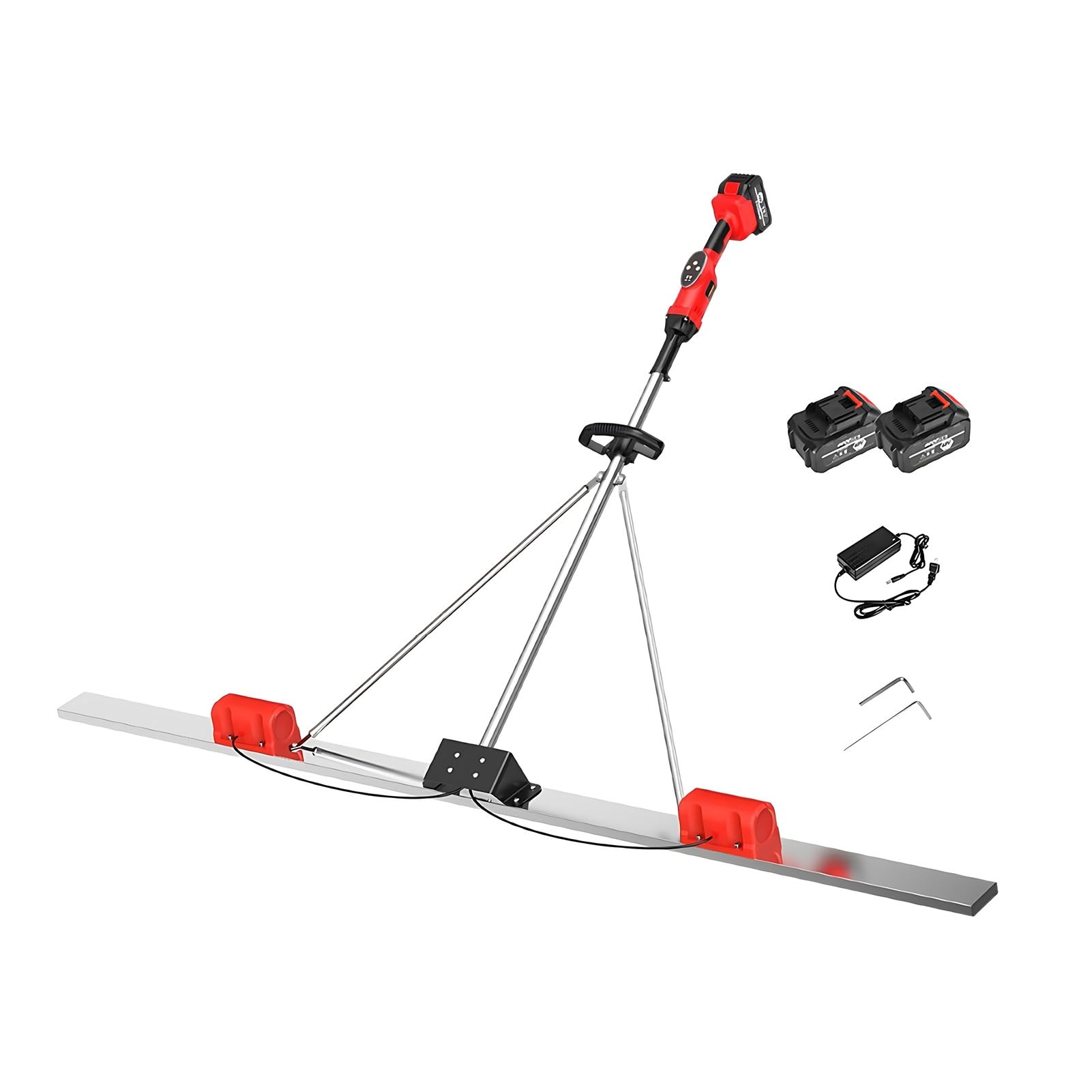 Concrete Vibrating Tool, 9 Speed Cordless Screed System, Extended 2M Stainless Steel Board, Dual Motor Vibration Design for Large Area Concrete Finishing Applications(1.5M)