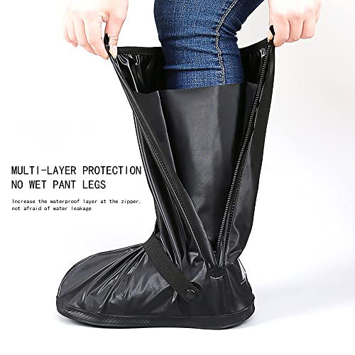 Soogree Waterproof Rain Shoe Covers Men Reusable Foldable Rain Snow Boot Shoe Covers With Reflector Non Slip Shoe Protector For Raining Day,Cycling,Gardening,Fishing,Hiking, Farming (Black, Large) #TOP2