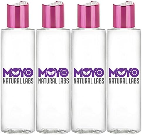 MoYo Natural Labs 3.4 oz Shimmering Pink Disc Cap Empty Travel bottle Squeezable BPA Free Plastic Squeezable Toiletry/Cosmetic Bottle (Pack of 4)