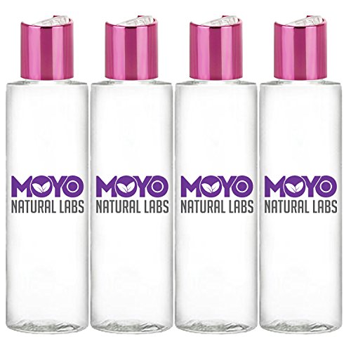MoYo Natural Labs 3.4 oz Shimmering Pink Disc Cap Empty Travel bottle Squeezable BPA Free Plastic Squeezable Toiletry/Cosmetic Bottle (Pack of 4)