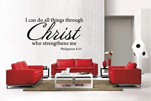 Newclew I Can Do All Things Through Christ Philippians 4:13 Removable Vinyl Wall Decal Home Décor