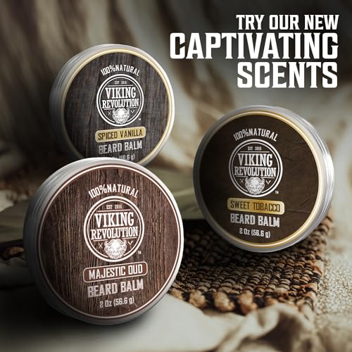 Viking Revolution Spiced Vanilla Beard Balm - Beard Butter with Argan Oil, Beard Softener for Men with Jojoba Oil - Beard Moisturizer for Men with Beeswax - Beard Wax for Men (2oz, 1 Pack) - Image 8