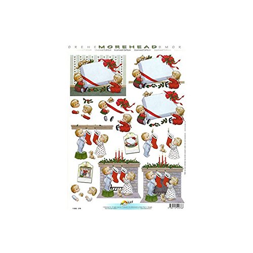 Feuille pour carte 3D de Noël avec cheminée et enfants