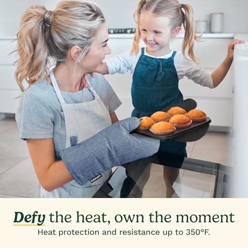 Image of Cuisinart Chambray Kitchen Oven Mitts, Heat-Resistant, 2-Pack, 7 inchx13 inch