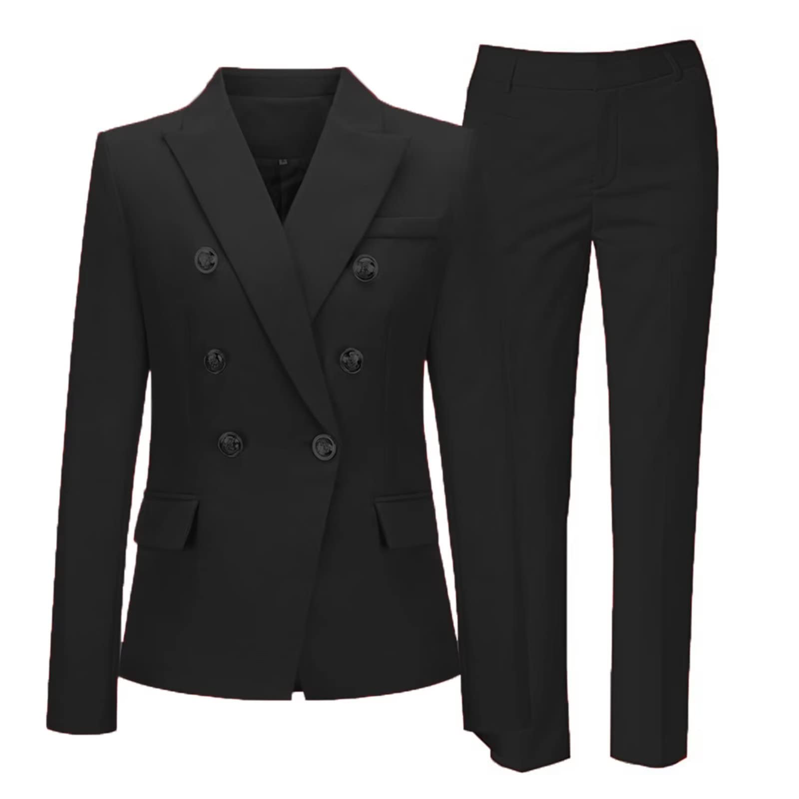 Women Pant Suits Dressy 2 Pieces Outfits for Women Double Breasted Solid Business Pants Sets Wedding Pantsuits