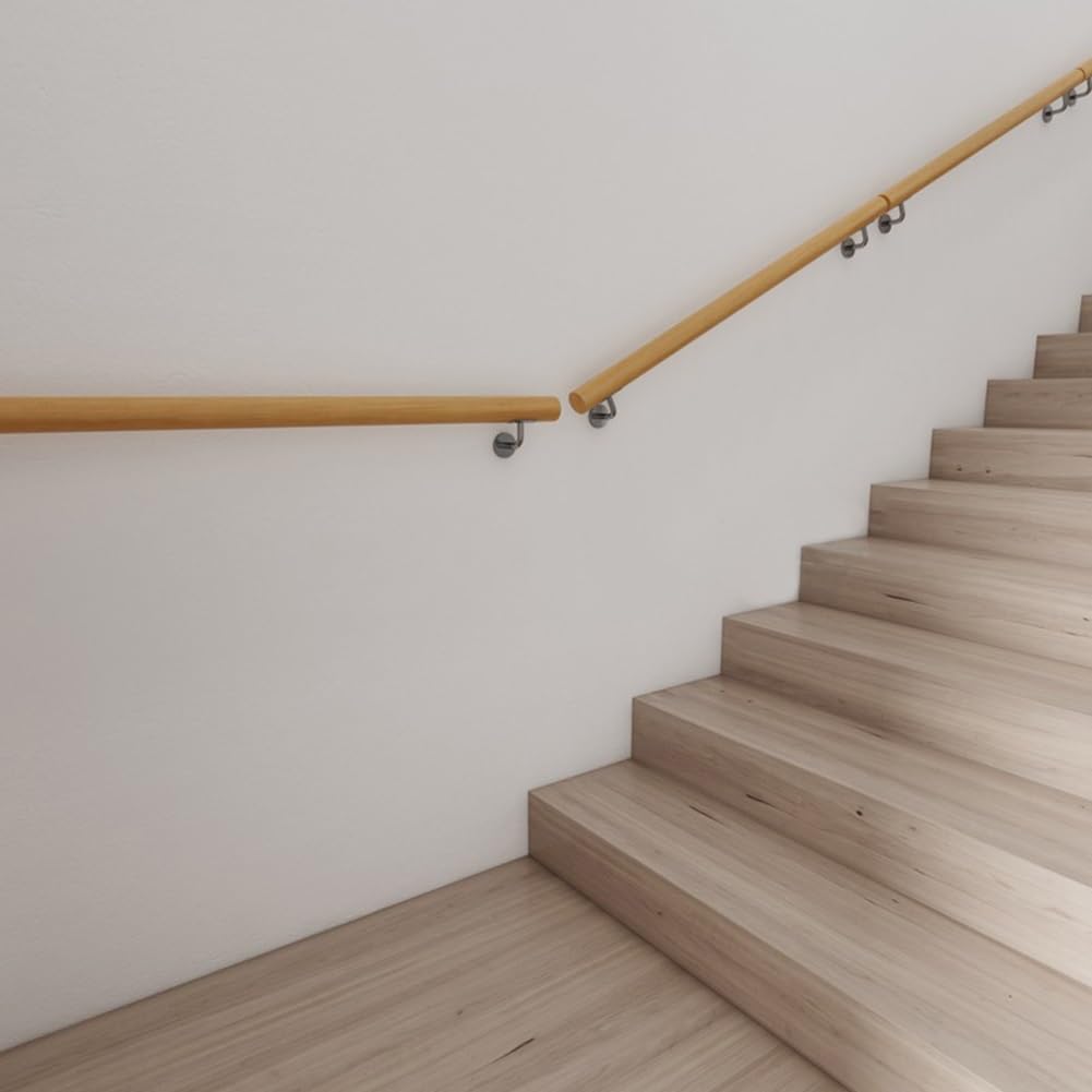 Ringhiera per Scale da 30-150 cm, Corrimano per Scale in Legno Antiscivolo, Barre di Supporto di Sicurezza, Passamano per Corridoio, Attico, Terrazza, Veranda, Giardino(120cm/4ft)