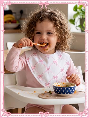 Image of 4 Pcs Baby Bandana Bib Cute Baby Nursery Decor Cotton Newborn Infant Feeding Drool Bib for Drooling and Teething Girl Boy