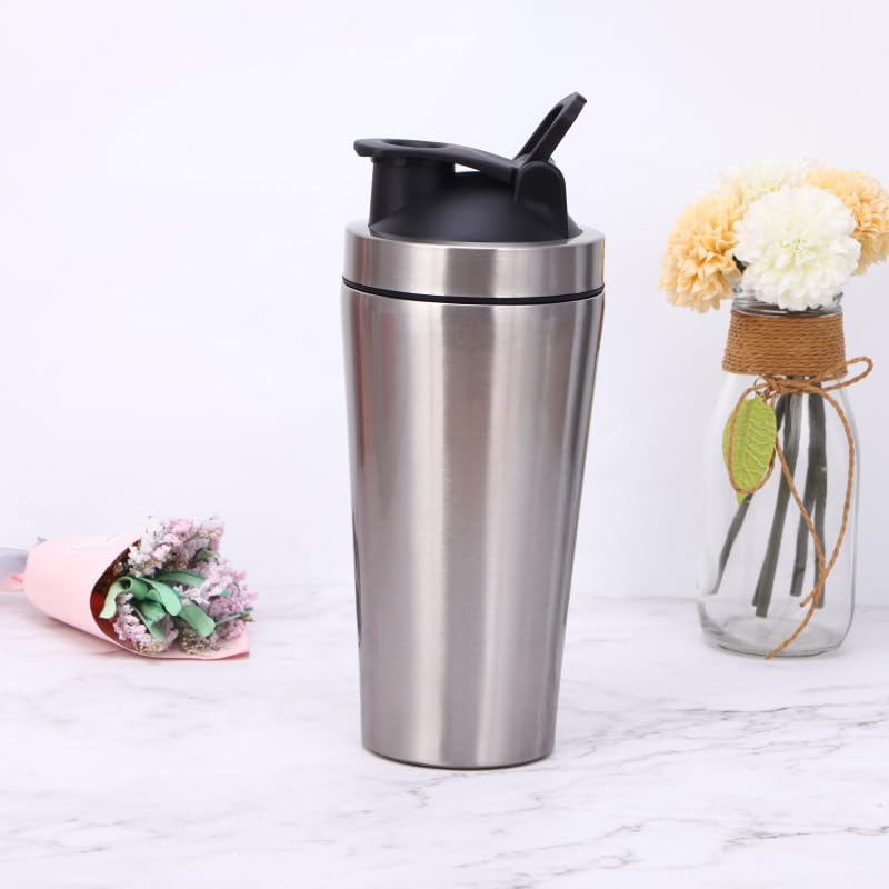 Miniatura 1 de Stainless steel Shaker cup with ball, 16.9 oz (about 500 ml) metal thermos for protein mixes, shakes and pre-workout  rally series  almond birch
