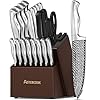 Astercook 21 Pieces Knife Set, Kitchen Knife Set with Built-in Sharpener German Stainless Steel Knife Block Set