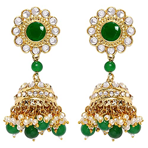 Aheli Faux Pearl Choker Necklace with Earrings Indian Traditional Bollywood Bharatanatyam jewellery Set for Women Green by Aheli - Used condition - Image 7