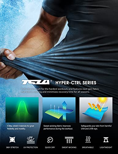 TSLA Men's UPF 50+ Quick Dry Short Sleeve Compression Shirts, Athletic Workout Shirt, Water Sports Rash Guard4