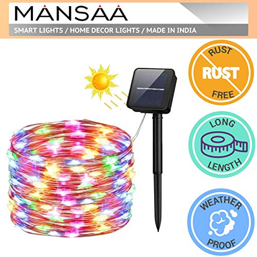 Image of MANSAA M14 Solar Powered LED String Lights | 5 Meter 50 LEDs | Multicolor | Solar Powered | Outdoor Decoration | Automatic ON-Off