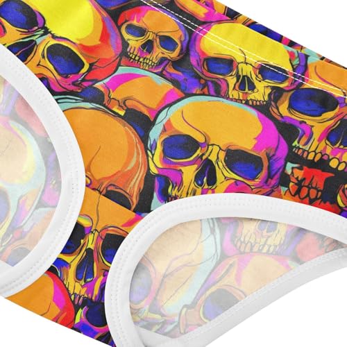 Joisal Cotton Toddler Girls Underwear Abstract Colorful Human Skulls Little Girl Panties Aesthetic Undies Kids Briefs 2t4