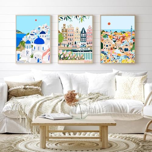 Image of cupmod 6 Packs Paint by Number for Adults,Scenery-Cityscape DIY Acrylic Oil Painting Paint by Numbers Kits on Canvas,Adults Paint by Numbers Kits Drawing Paintwork for Home Decor