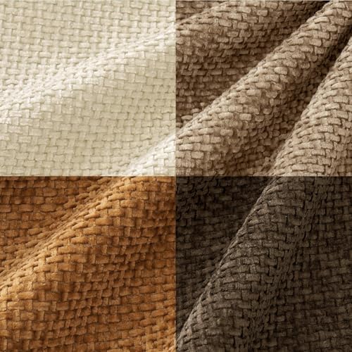 Image of MIULEE Pack of 4 Brown Couch Throw Pillow Covers 22x22 Inch Soft Decorative Chenille Pillows Farmhouse Accent Cushions for Boho Home Decor Spring Sofa Bedroom Living Room