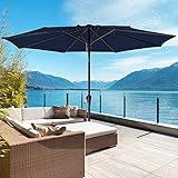 ROWHY 9ft Outdoor Patio Umbrella Table Umbrella Windproof Umbrella Outdoor for Marke Garden, Deck, Backyard(Navy)