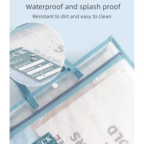4PCS A4 Art Portfolio Case Waterproof Art Portfolio Bag Transparent Mesh Artist Folder Carry Case Zipper Portfolios Organizer for Artworks Handle Poster Carrying Storage Bag Clear Handbag Files Tote - Image 6