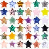 UU UNIHOM 48PCS Bulk 0.8inch Star Shaped Crystal Stones Assorted Mini Star Worry Stone Polished Pocket Palm Mini Gemstones Christmas Gifts Meditation Balancing DIY and Home Decor