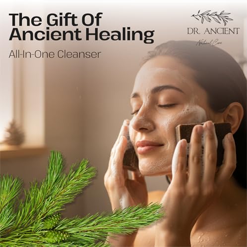 Image of Dr.Ancient Pine Tar Black Soap Bar, Organic Soap Bars Handcrafted the Traditional Way, Natural Chemical-Free, Vegan, Used for Face and Body, Deep Cleansing, and Nourishing Daily Skin
