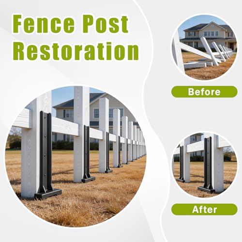 4 Pcs Fence Post Repair Kit Heavy-Duty Serrated Design Fence Post Repair Piles, specifically Designed to Repair Tilted/Broken/Wobbly Wooden Fences by Nrspp - Image 5