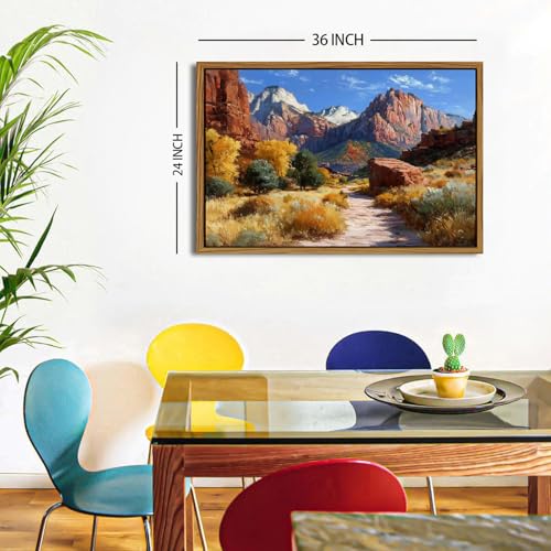 Image of Zion National Park Wall Art Mountain Pictures Wall Decor Red Rock Canyon Landscape Wall Decor Nature Southwest Desert Landscape Canvas Painting Prints for Living Room Bedroom Home Decoration 24x36 inch