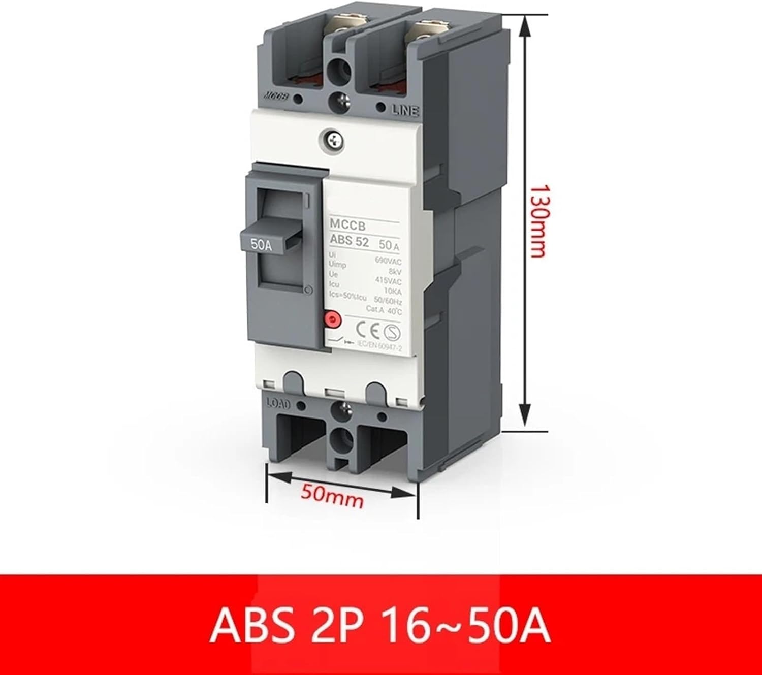 AC MCCB 63A 100A 125A 2P 3P Moulded Case Circuit Breaker Protector Safety Switch(2,50A)