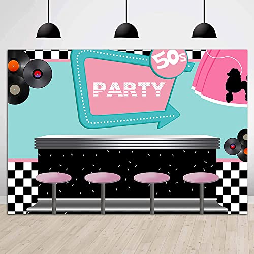 50's Soda Shop Backdrop Back to 50's Rocking Party Decorations Vinyl 5x3ft 1950's Themed Photo Background Photo Shoot Banner