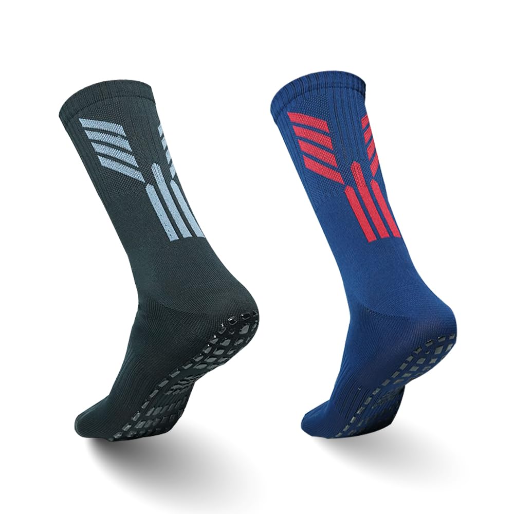 Anti-Slip Football Socks for Men & Women Calf Length - Football Grip Stockings with Rubber Pad Grip Technology-image-35