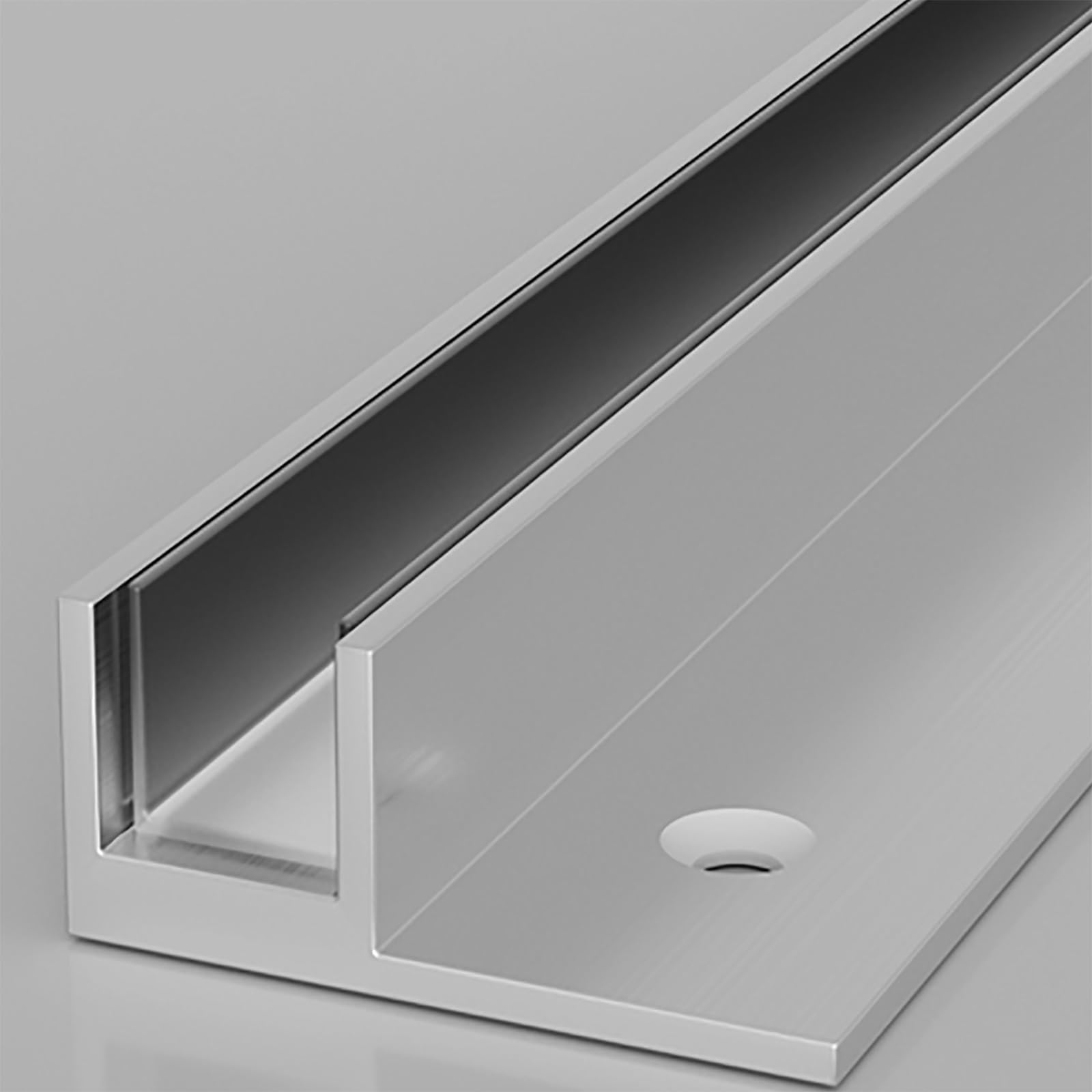 AMUFJJ 5/16" 3/8" 1/2" Fixed Glass Shower Deep F-channel 40 48 52 58 60 68 70 78 80 90 94 In, 304 Stainless Steel Glazing Channel, Recessed Panel Partition Slot Profile(Fits 8mm Glass,42"/107cm)