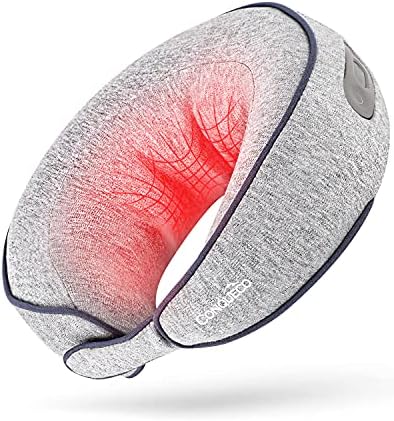 CONQUECO Shiatsu Neck Massager: Neck and Back Massager with Heat - Electric Rechargeable Cordless Cushion Soft 3D Kneading Beads for Pain Relief Cervical Relax, Gift, Home, Office