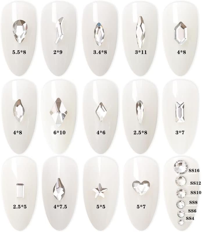 5500 Flat Back Gems Rhinestones Round Crystal Rhinestones with Pick up Tweezer and Picking Pen for Crafts Nail Clothes