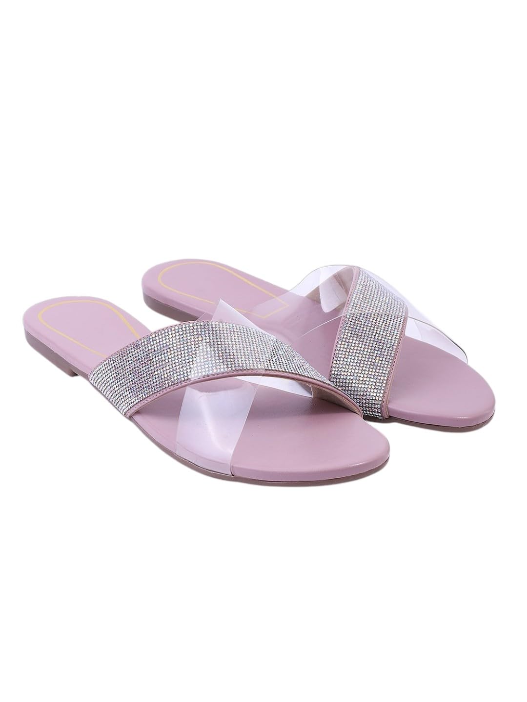 Elegant Criss Cross Strap Flats for Women | Embellished Comfortable Slip-On Sandals for Everyday Wear-image-42
