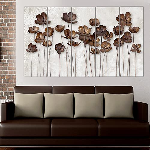 Image of Maxstone Beautiful Flower Leaf Leaves Wall Painting Mutiple Panals Leaves Wall decor Painting Living room.Office Home Large Painting Set Of-5 Wall Art Painting (30x60 Inch) M1244