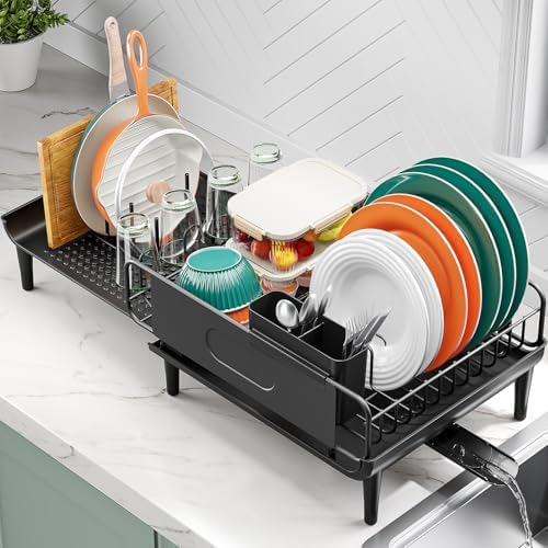 Large Extendable Dish Drying Rack, 16.93" to 26.57" Expandable Di...