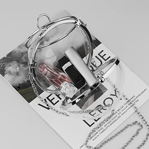 Linkidea Round Ball Clear Purse, Acrylic Box Evening Clutch Bag (Not Compatible with Phone)